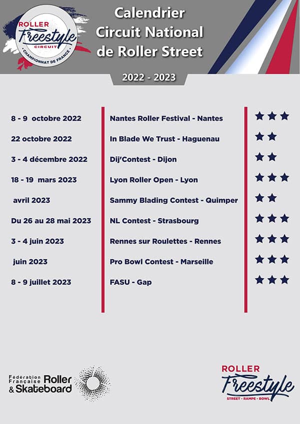 Le calendrier roller street 2023