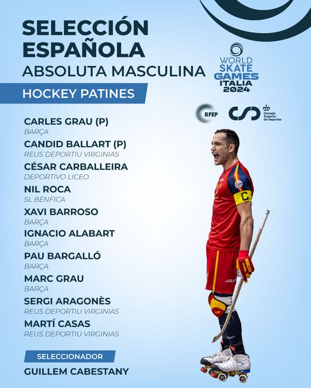 L&rsquo;équipe d&rsquo;Espagne seniors hommes de rink hockey 2024