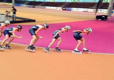 L’équipe des Pays-Bas au championnat d’Europe de roller course