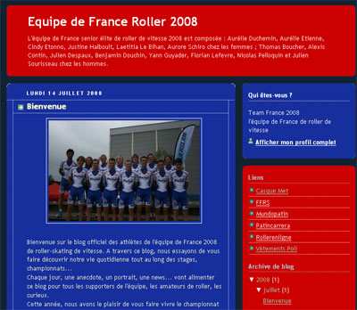 Web : blog de l’Equipe de France Roller 2008