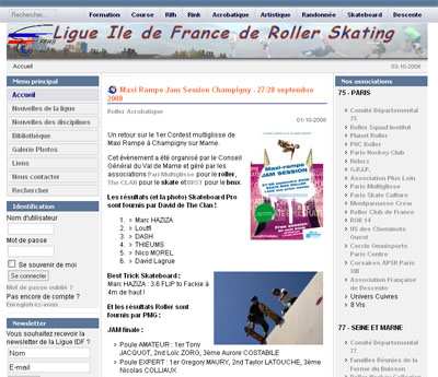 Web : retour du site de Ligue d’Île de France