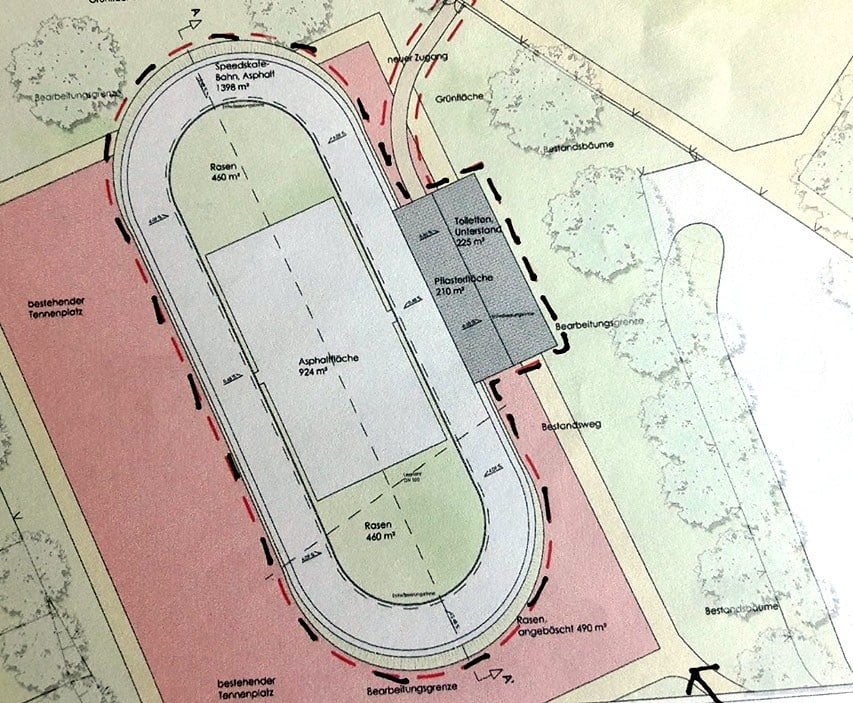 Une piste de roller course en construction à Cologne (Allemagne)