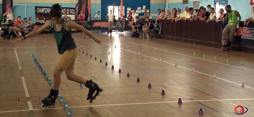 Finale du slalom battle dames au championnat de France Roller Slalom 2015