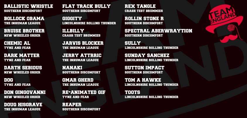 L’équipe de roller-derby homme d’Angleterre pour 2014